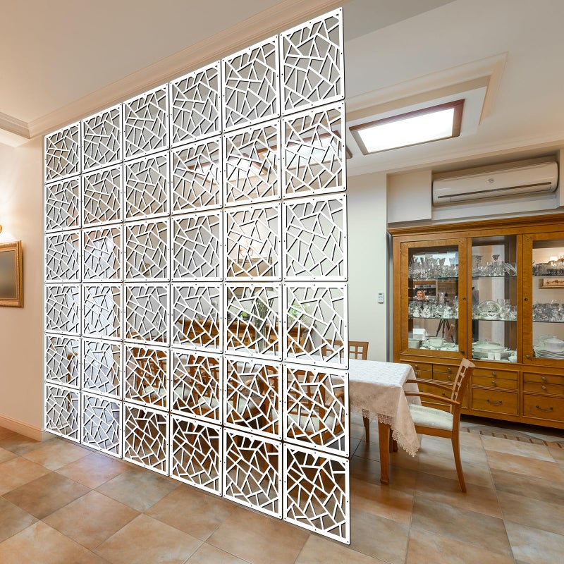 Lchen Hanging Room Divider,10 Pieces Wood-Plastic Hanging Panels 0.2â€œThick Screen Panel for Living Room Bedroom Home Decoration(DQ,11.4"X11.4") - Image 5